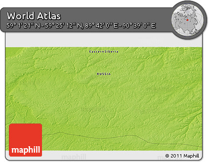 Physical 3D Map of the Area around 59° 13' 17" N, 90° 10' 30" E