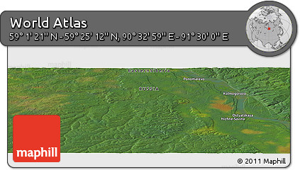 Satellite Panoramic Map of the Area around 59° 13' 17" N, 91° 1' 30" E