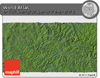 Satellite 3D Map of the Area around 59° 13' 17" N, 92° 43' 29" E
