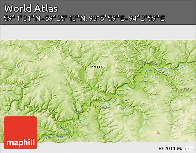 Physical 3D Map of the Area around 59° 13' 17" N, 93° 34' 29" E