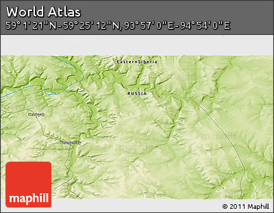 Physical 3D Map of the Area around 59° 13' 17" N, 94° 25' 30" E