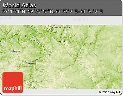 Physical 3D Map of the Area around 59° 13' 17" N, 94° 25' 30" E