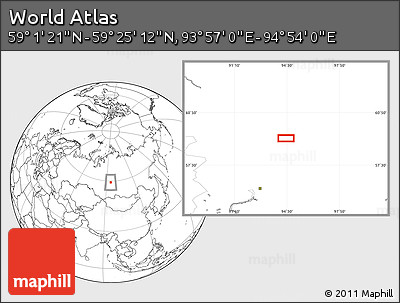 Blank Location Map of the Area around 59° 13' 17" N, 94° 25' 30" E