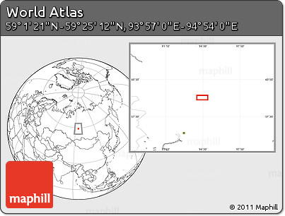 Blank Location Map of the Area around 59° 13' 17" N, 94° 25' 30" E