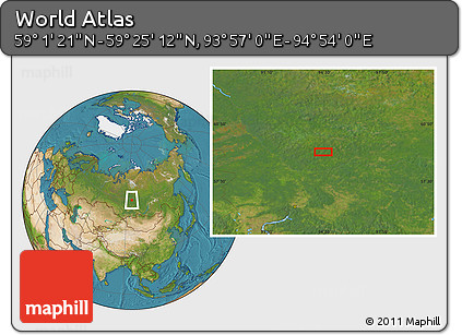 Satellite Location Map of the Area around 59° 13' 17" N, 94° 25' 30" E