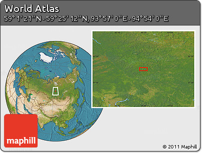 Satellite Location Map of the Area around 59° 13' 17" N, 94° 25' 30" E