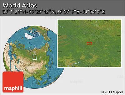Satellite Location Map of the Area around 59° 13' 17" N, 94° 25' 30" E
