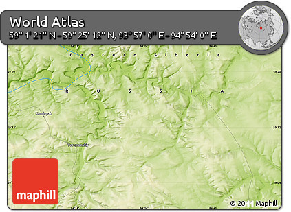 Physical Map of the Area around 59° 13' 17" N, 94° 25' 30" E