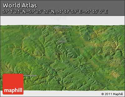 Satellite 3D Map of the Area around 59° 13' 17" N, 95° 16' 30" E