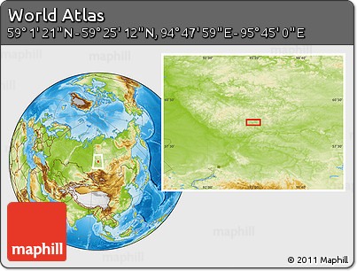 Physical Location Map of the Area around 59° 13' 17" N, 95° 16' 30" E