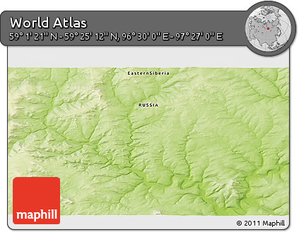 Physical 3D Map of the Area around 59° 13' 17" N, 96° 58' 29" E