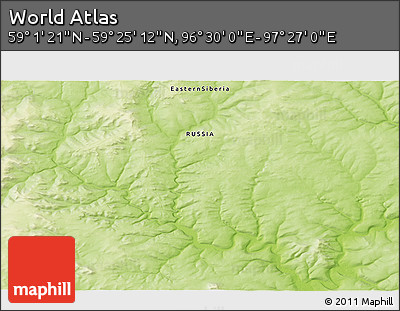Physical 3D Map of the Area around 59° 13' 17" N, 96° 58' 29" E