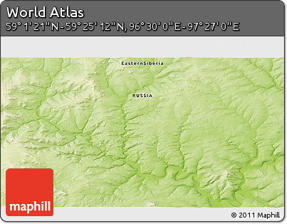 Physical 3D Map of the Area around 59° 13' 17" N, 96° 58' 29" E