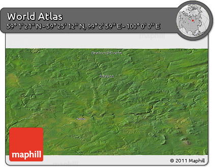 Satellite 3D Map of the Area around 59° 13' 17" N, 99° 31' 30" E
