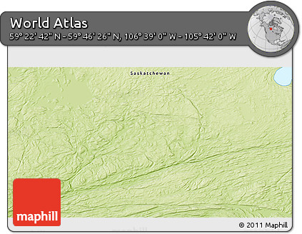 Physical 3D Map of the Area around 59° 34' 34" N, 106° 10' 30" W