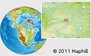 Physical Location Map of the area around 59° 34' 34" N, 106° 10' 30" W