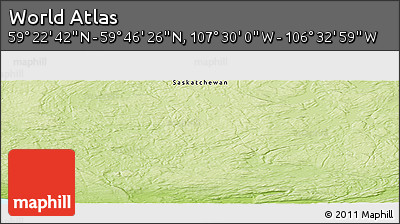 Physical Panoramic Map of the Area around 59° 34' 34" N, 107° 1' 30" W