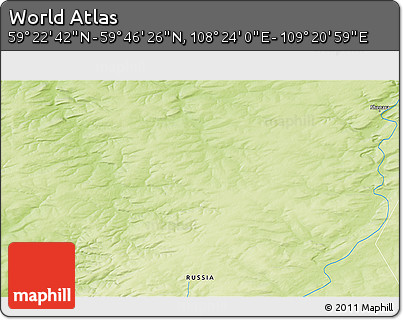 Physical 3D Map of the Area around 59° 34' 34" N, 108° 52' 30" E