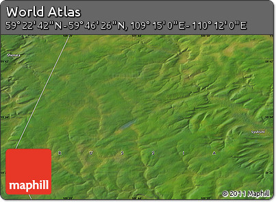 Satellite Map of the Area around 59° 34' 34" N, 109° 43' 29" E