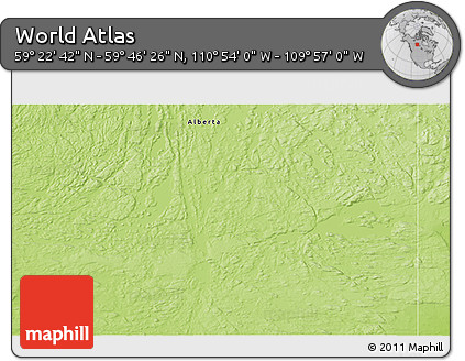 Physical 3D Map of the Area around 59° 34' 34" N, 110° 25' 30" W