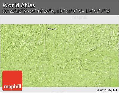 Physical 3D Map of the Area around 59° 34' 34" N, 110° 25' 30" W
