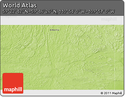 Physical 3D Map of the Area around 59° 34' 34" N, 110° 25' 30" W