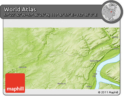 Physical 3D Map of the Area around 59° 34' 34" N, 112° 16' 30" E