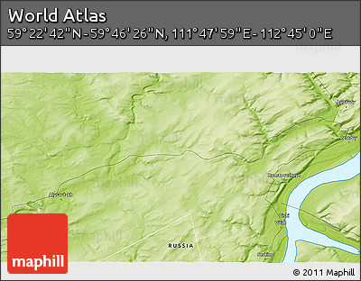 Physical 3D Map of the Area around 59° 34' 34" N, 112° 16' 30" E