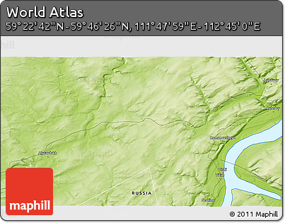 Physical 3D Map of the Area around 59° 34' 34" N, 112° 16' 30" E