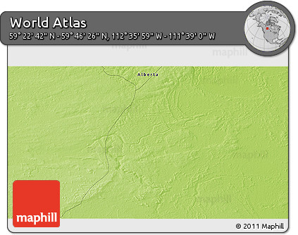 Physical 3D Map of the Area around 59° 34' 34" N, 112° 7' 30" W