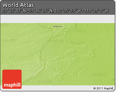 Physical 3D Map of the Area around 59° 34' 34" N, 112° 7' 30" W