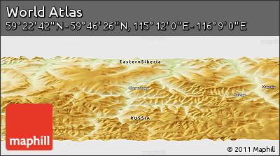 Physical Panoramic Map of the Area around 59° 34' 34" N, 115° 40' 30" E