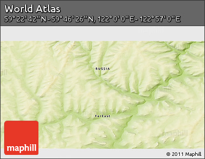 Physical 3D Map of the Area around 59° 34' 34" N, 122° 28' 29" E