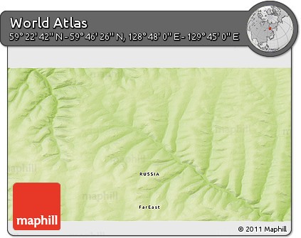 Physical 3D Map of the Area around 59° 34' 34" N, 129° 16' 30" E