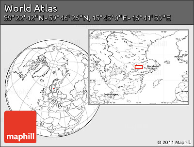 Blank Location Map of the Area around 59° 34' 34" N, 16° 13' 30" E