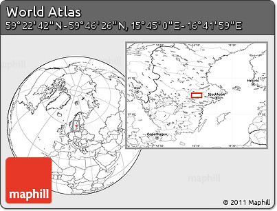 Blank Location Map of the Area around 59° 34' 34" N, 16° 13' 30" E