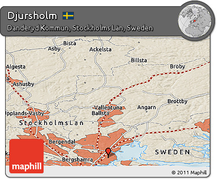 Shaded Relief Panoramic Map of Djursholm