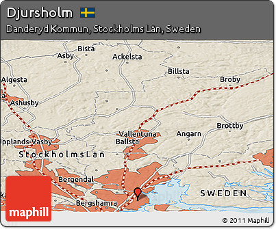 Shaded Relief Panoramic Map of Djursholm