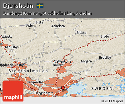 Shaded Relief Panoramic Map of Djursholm