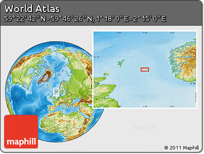 Physical Location Map of the Area around 59° 34' 34" N, 1° 46' 29" E
