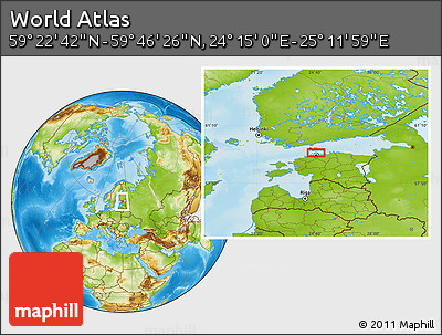 Physical Location Map of the Area around 59° 34' 34" N, 24° 43' 30" E
