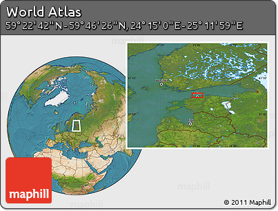 Satellite Location Map of the Area around 59° 34' 34" N, 24° 43' 30" E