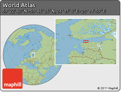 Savanna Style Location Map of the Area around 59° 34' 34" N, 24° 43' 30" E