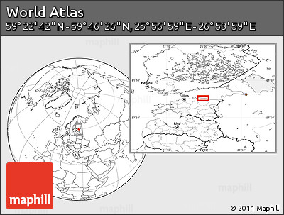 Blank Location Map of the Area around 59° 34' 34" N, 26° 25' 29" E
