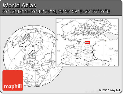 Blank Location Map of the Area around 59° 34' 34" N, 26° 25' 29" E