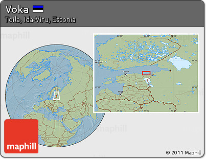 Savanna Style Location Map of Voka, hill shading