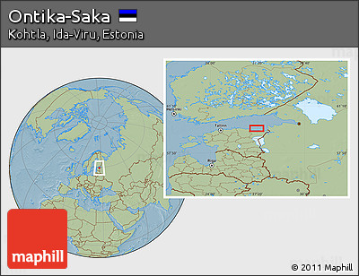 Savanna Style Location Map of Ontika-Saka, hill shading