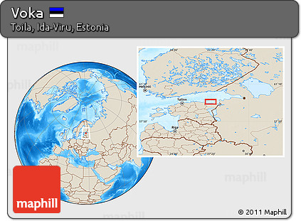 Shaded Relief Location Map of Voka