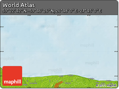 Physical Map of the Area around 59° 34' 34" N, 27° 16' 29" E