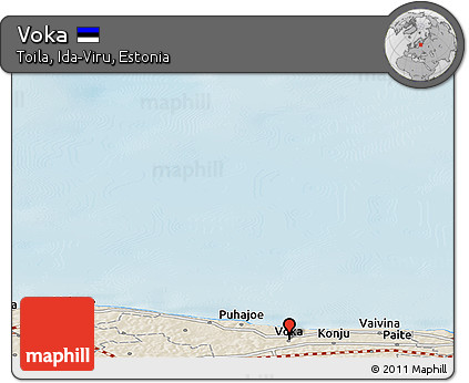 Shaded Relief Panoramic Map of Voka